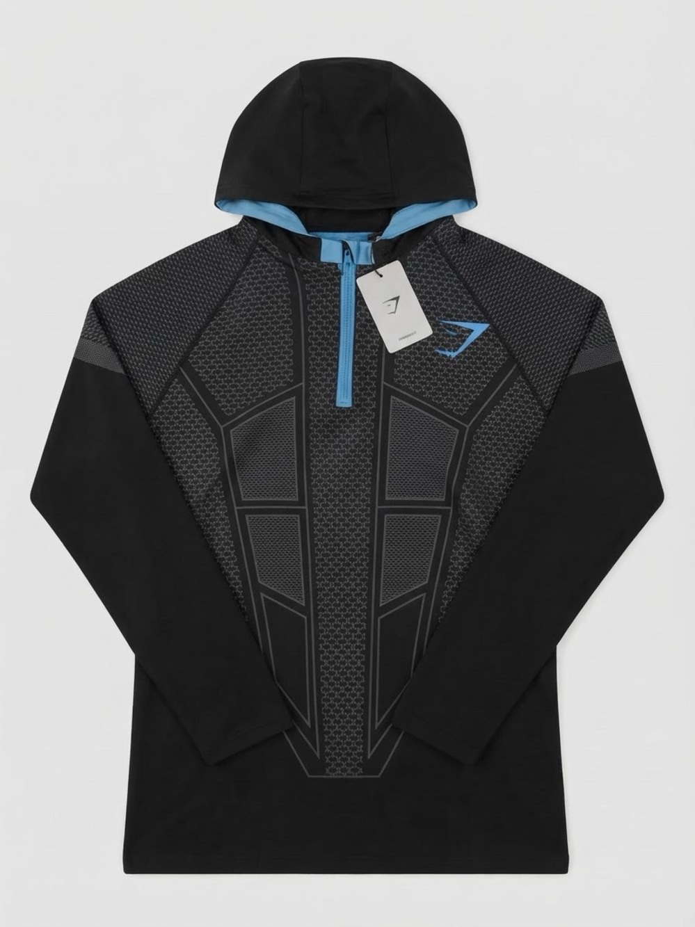 NWT Gymshark Onyx V1 1/4 Zip Hoodie Black Blue - Medium